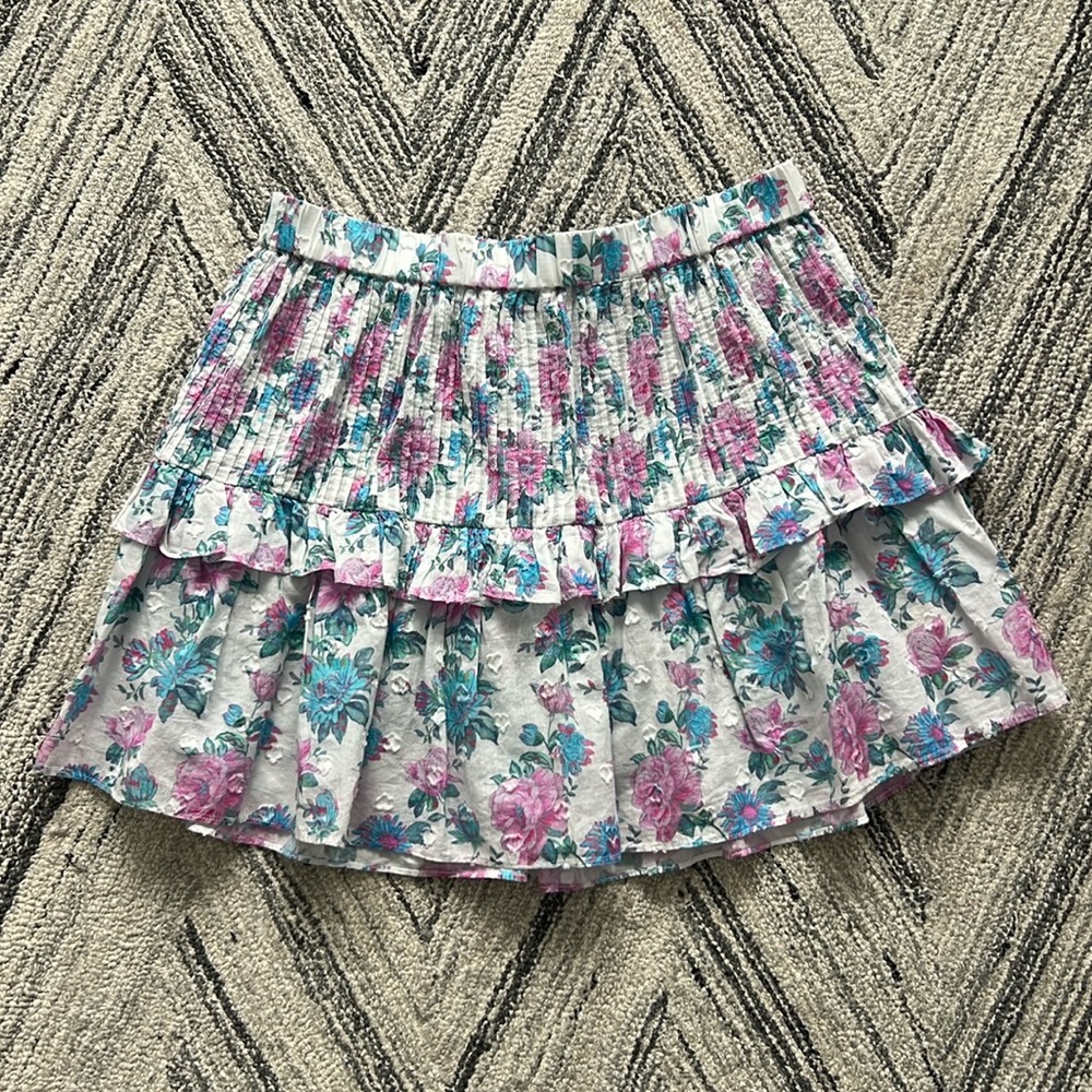 LoveShackFancy Womens Floral Mini Skirt Size Medium